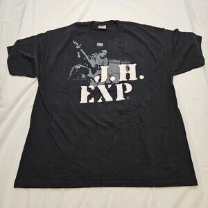 Hanes Heavyweight Retro Jimi Hendrix J.H. EXP 1970 World Tour Black Tee 2XL
